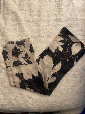 Abstract Marble Print Scarf in Black, Cream & Gold